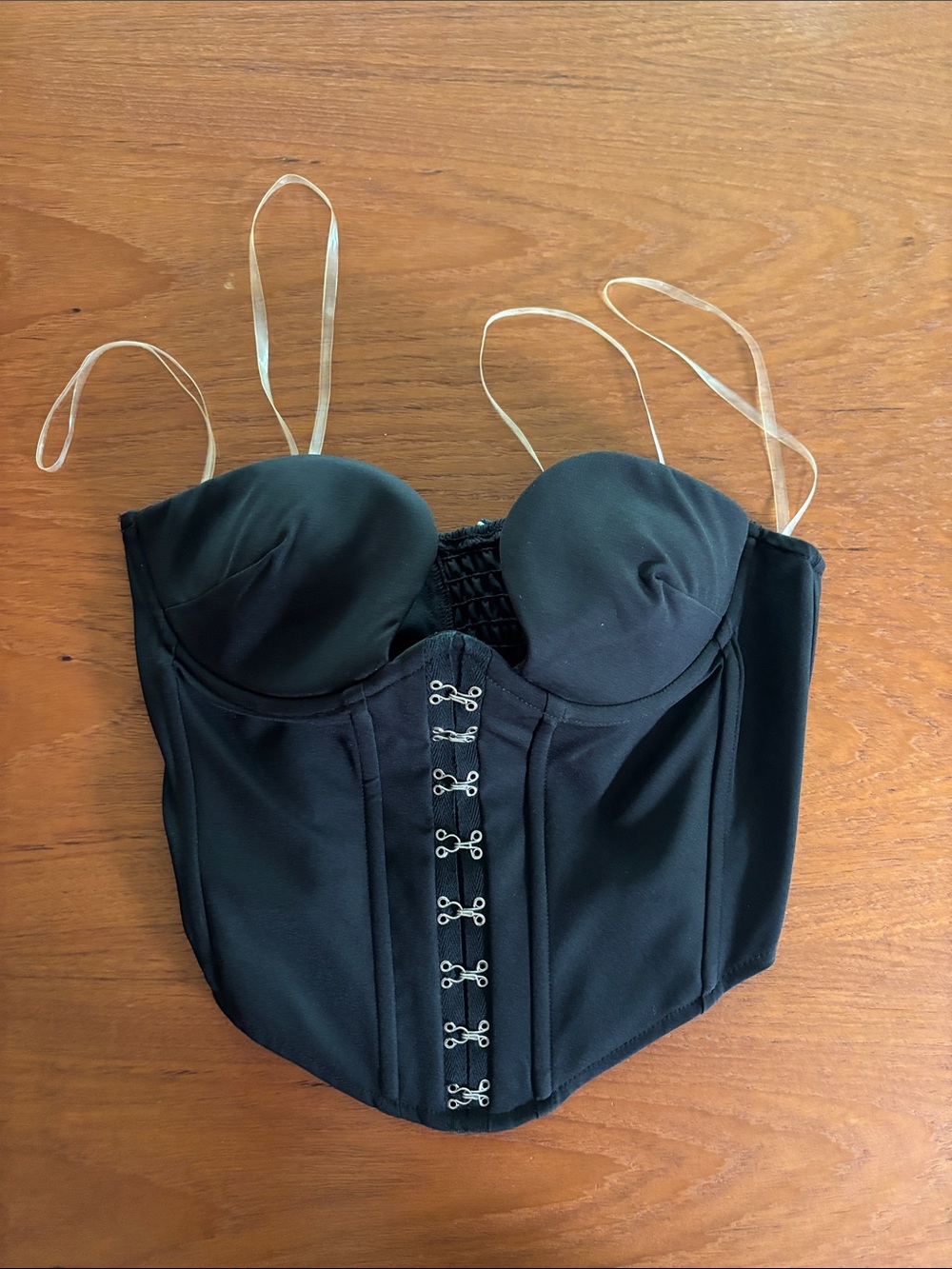AKIRA Black Bustier Corset Top with Clear Straps